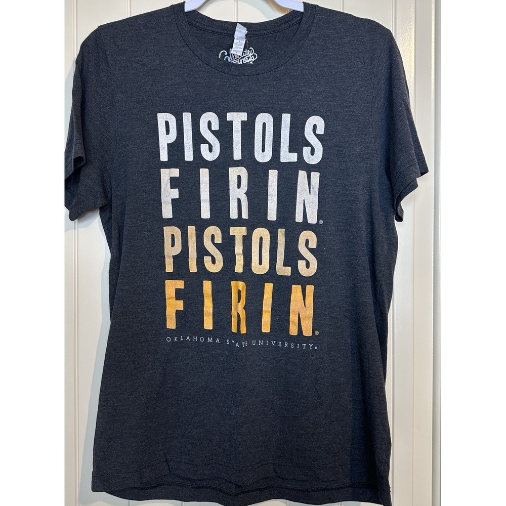 OSU Oklahoma State Cowboys Womens Pistols Firing short sleeve t-shirt sz M